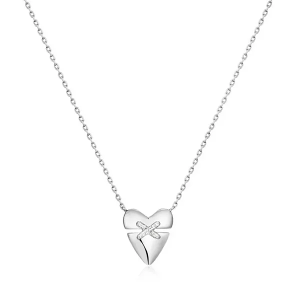 Sterling Silver Heart Kiss Pave Necklace By Ania Haie Orin Jewelers Northville, MI