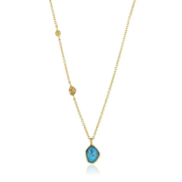 Sterling Silver Gold Plated Turquoise Pendant Necklace By Ania Haie Orin Jewelers Northville, MI