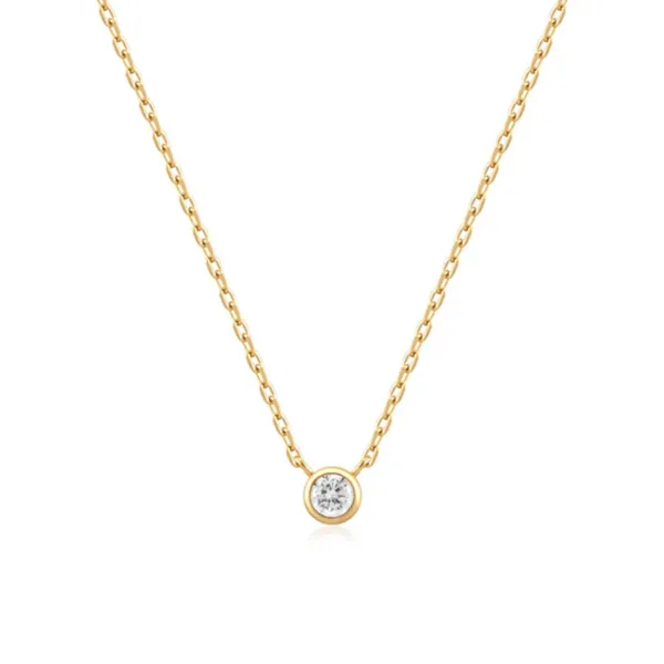 Sterling Silver Gold Plated Round Mini Pave Necklace By Ania Haie Orin Jewelers Northville, MI