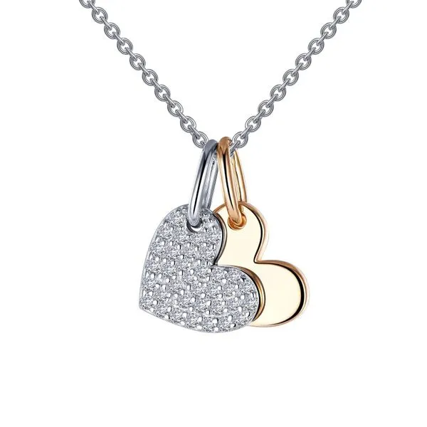 Sterling Silver & Gold Plated Heart Shadow Charm Necklace Orin Jewelers Northville, MI