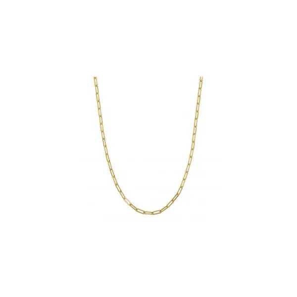 Sterling Silver Yellow Plated Paperclip Chain Necklace 17