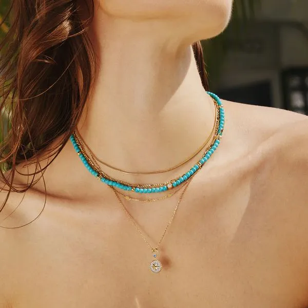 Sterling Silver Gold Plated Lab Created Turquoise Necklace Image 2 Orin Jewelers Northville, MI