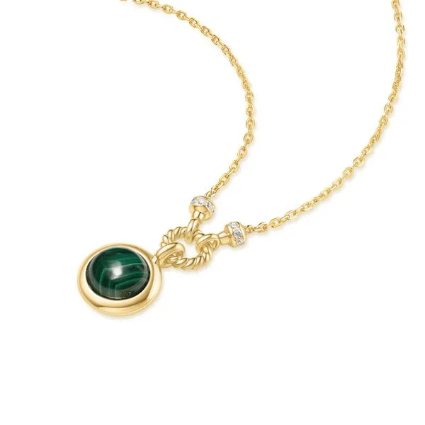 Sterling Silver Gold Plated Malachite Reversible Necklace Image 2 Orin Jewelers Northville, MI