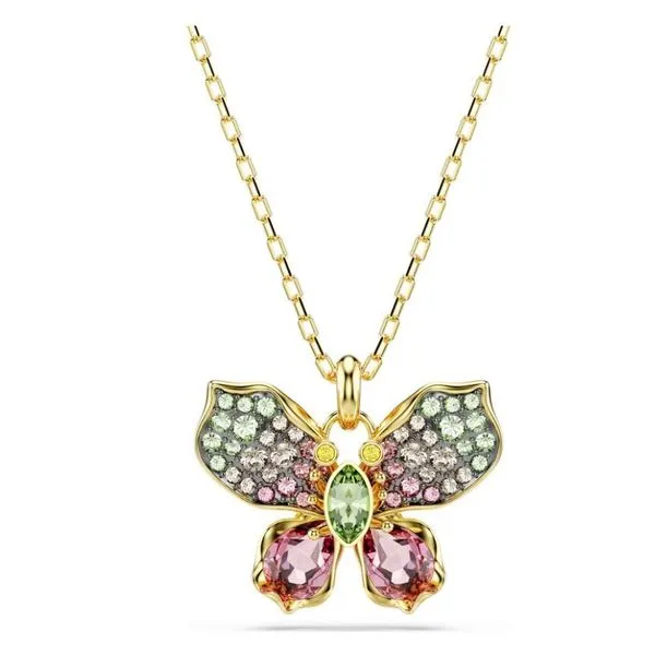 Swarovski Idyllia Pendant, Mixed Cuts, Pavé, Butterfly, Multicolored, Mixed Metal Finish Orin Jewelers Northville, MI
