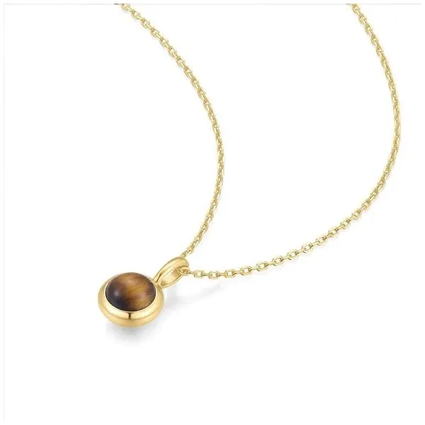 Sterling Silver Gold Plated Tiger Eye Pendant Necklace By Ania Haie Image 3 Orin Jewelers Northville, MI