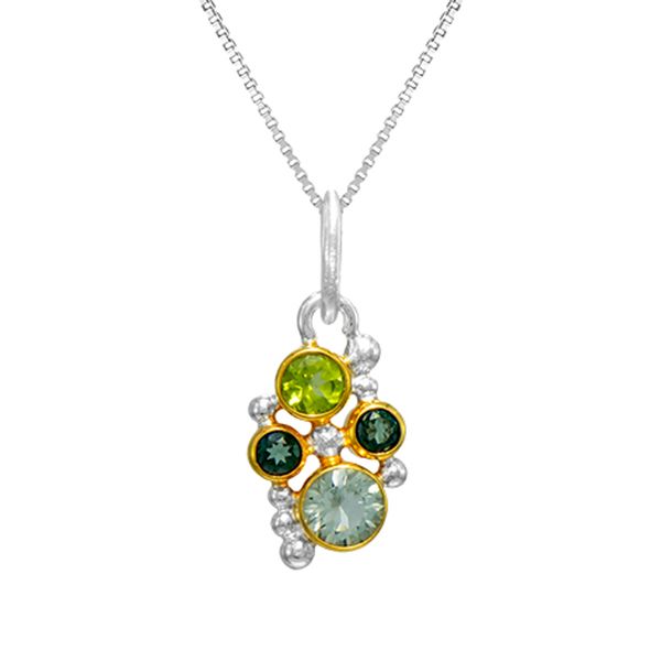 Sterling Silver and 22K Gold Vermeil Pendant with Gemstones Orin Jewelers Northville, MI