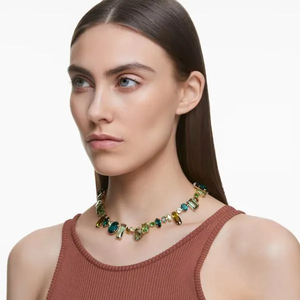 Swarovski Gema Necklace Green, Gold-Tone Plated Image 2 Orin Jewelers Northville, MI