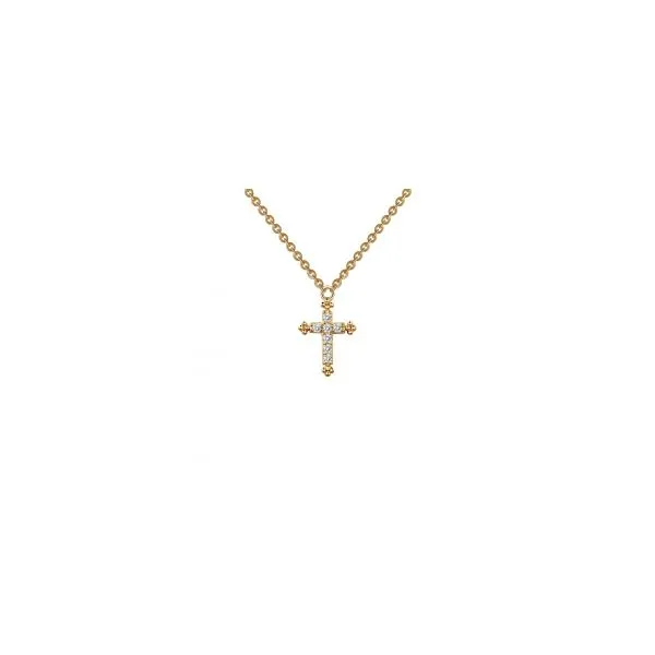 Gold Plated Over Sterling Silver CZ Small Cross Necklace Orin Jewelers Northville, MI