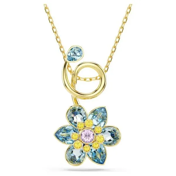 Swarovski Idyllia Pendant - Mixed Cuts, Flower, Blue, Gold-Tone Plated Orin Jewelers Northville, MI