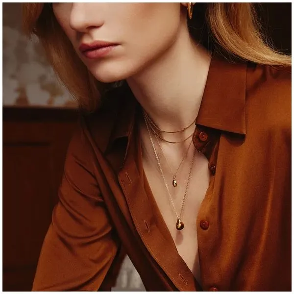 Sterling Silver Gold Plated Tiger Eye Droplet Pendant Necklace By Ania Haie Image 4 Orin Jewelers Northville, MI