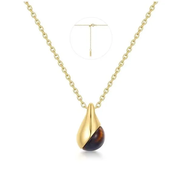 Sterling Silver Gold Plated Tiger Eye Droplet Pendant Necklace By Ania Haie Orin Jewelers Northville, MI