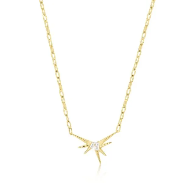 Sterling Silver Gold Plated Sparkle Spike Pendant Necklace Orin Jewelers Northville, MI