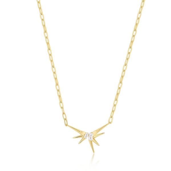 Sterling Silver Gold Plated Sparkle Spike Pendant Necklace Orin Jewelers Northville, MI