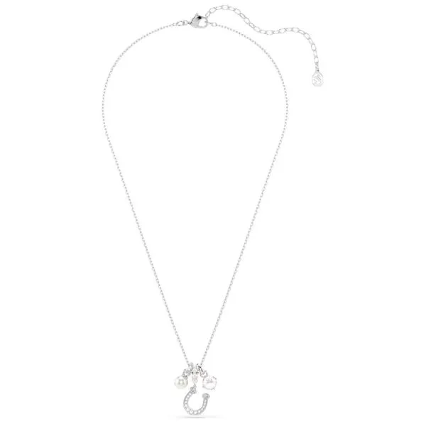 Swarovski Symbolica Pendant - Crystal Pearl, Round Cut, Pavé, Horse Shoe, White, Rhodium Plated Image 2 Orin Jewelers Northville, MI