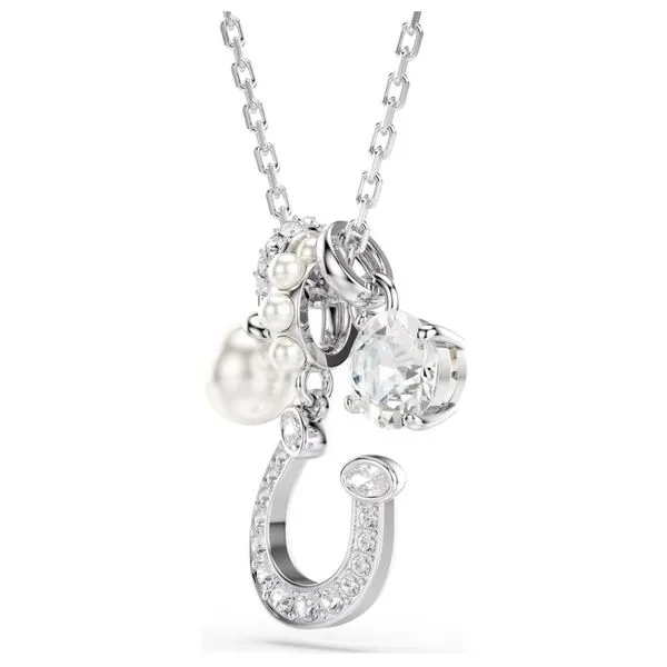 Swarovski Symbolica Pendant - Crystal Pearl, Round Cut, Pavé, Horse Shoe, White, Rhodium Plated Image 3 Orin Jewelers Northville, MI