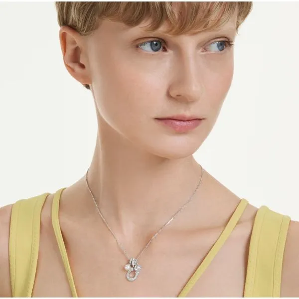 Swarovski Symbolica Pendant - Crystal Pearl, Round Cut, Pavé, Horse Shoe, White, Rhodium Plated Image 4 Orin Jewelers Northville, MI