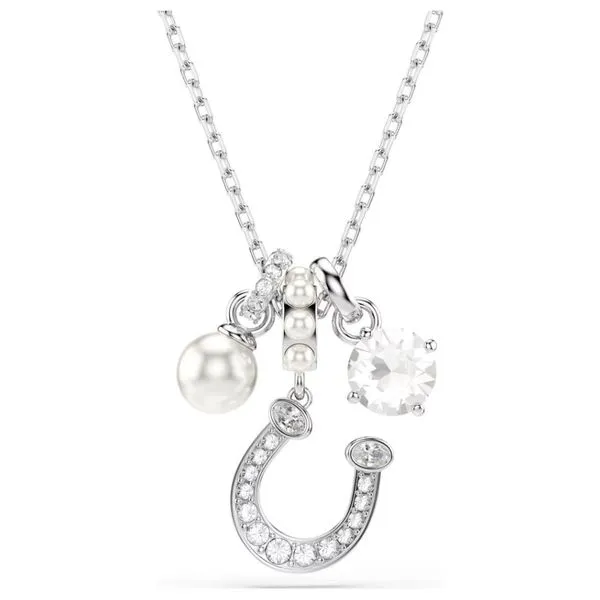 Swarovski Symbolica Pendant - Crystal Pearl, Round Cut, Pavé, Horse Shoe, White, Rhodium Plated Orin Jewelers Northville, MI