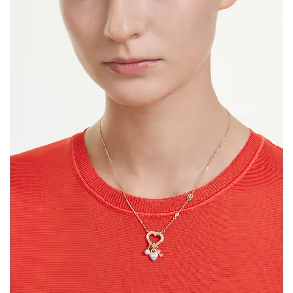 Swarovski Idyllia Pendant - Mixed Cuts, Heart, Key, Pink, Gold-Tone Plated Image 2 Orin Jewelers Northville, MI