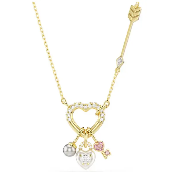 Swarovski Idyllia Pendant - Mixed Cuts, Heart, Key, Pink, Gold-Tone Plated Orin Jewelers Northville, MI