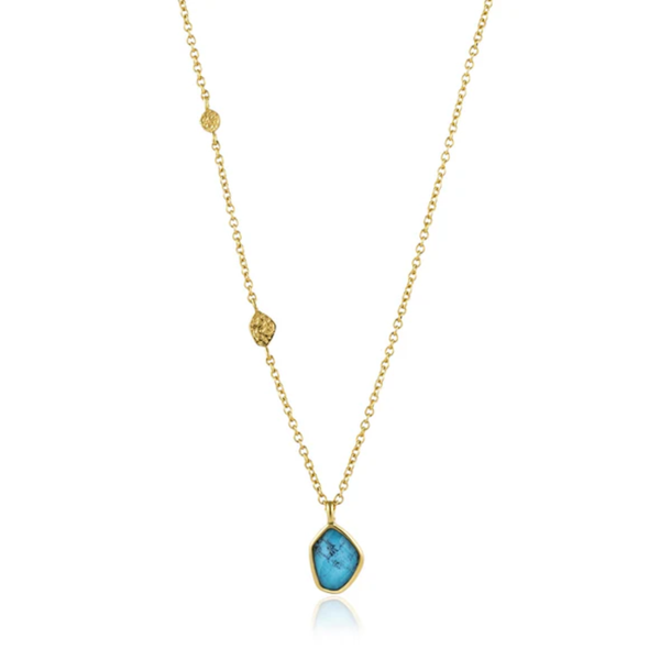 Sterling Silver Gold Plated Turquoise Pendant Necklace By Ania Haie Orin Jewelers Northville, MI