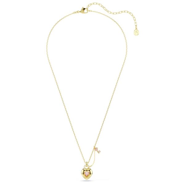 Swarovski Idyllia Pendant - Mixed Cuts, Heart, Key, Pink, Gold-Tone Plated Image 3 Orin Jewelers Northville, MI