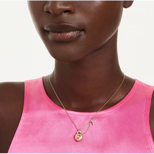 Swarovski Idyllia Pendant - Mixed Cuts, Heart, Key, Pink, Gold-Tone Plated Image 4 Orin Jewelers Northville, MI