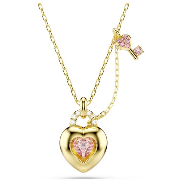 Swarovski Idyllia Pendant - Mixed Cuts, Heart, Key, Pink, Gold-Tone Plated Orin Jewelers Northville, MI