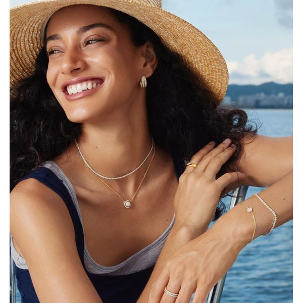 Sterling Silver Gold Plated Reversible Pave Moon Evil-Eye Necklace By Ania Haie Image 4 Orin Jewelers Northville, MI