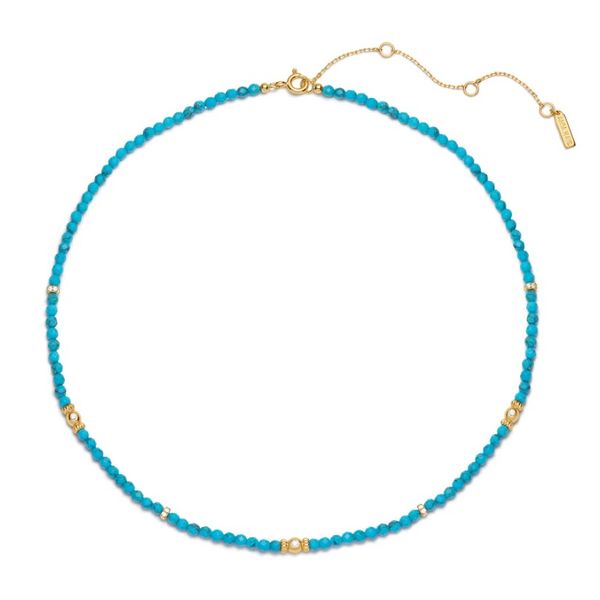 Sterling Silver Gold Plated Lab Created Turquoise Beaded Necklace By Ania Haie Orin Jewelers Northville, MI