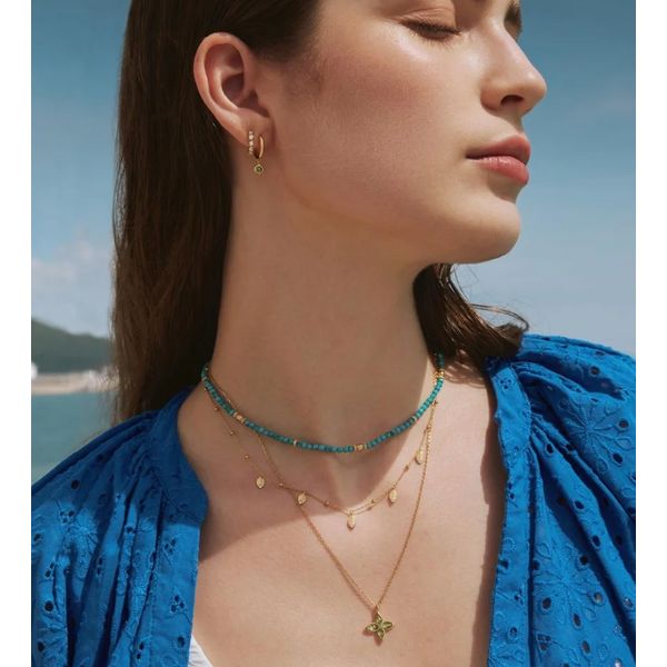 Sterling Silver Gold Plated Mint Green Lucky Clover Necklace Image 2 Orin Jewelers Northville, MI