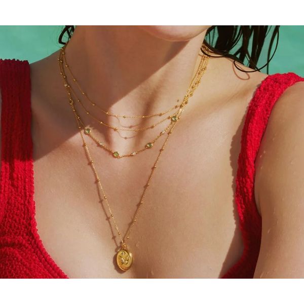 Sterling Silver Gold Plated Double Chain Bead Station Necklace By Ania Haie Image 2 Orin Jewelers Northville, MI