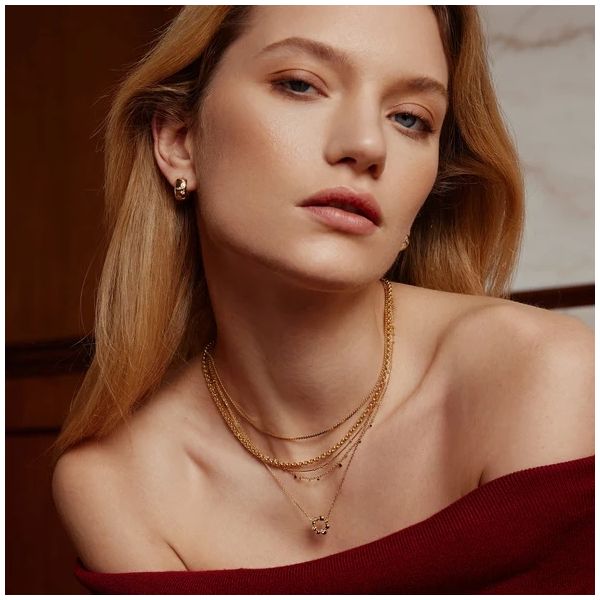 Sterling Silver Gold Plated Mini Bead Station Necklace By Ania Haie Image 2 Orin Jewelers Northville, MI