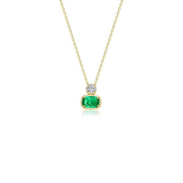 Sterling Silver Gold Plated Simulated Emerald And CZ Pendant Orin Jewelers Northville, MI