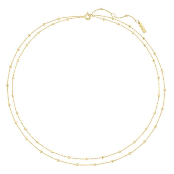 Sterling Silver Gold Plated Double Chain Bead Station Necklace By Ania Haie Orin Jewelers Northville, MI