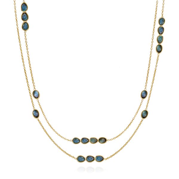 Sterling Silver Gold Vermeil Necklace With Labradorite By Jorge Revilla Orin Jewelers Northville, MI