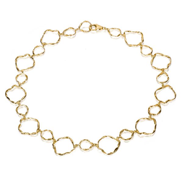 Sterling Silver Gold Vermeil Irregular Shapes Link Necklace By Jorge Revilla Orin Jewelers Northville, MI