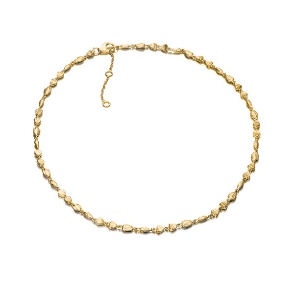 Sterling Silver Gold Vermeil Textured Link Necklace By Jorge Revilla Orin Jewelers Northville, MI