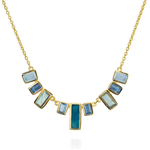 Sterling Silver Gold Vermeil Necklace With Topaz, Iolite, Labradorite And Apatite Gemstones By Jorge Revilla Orin Jewelers Northville, MI