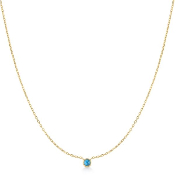 Sterling Silver Gold Plated Bezel-Set Lab Created Turquoise Solitaire Necklace By Ania Haie Orin Jewelers Northville, MI