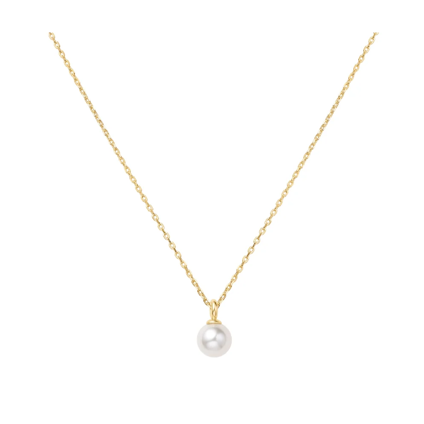 Sterling Silver Gold Plated Gold Pearl Drop Pendant Necklace Orin Jewelers Northville, MI