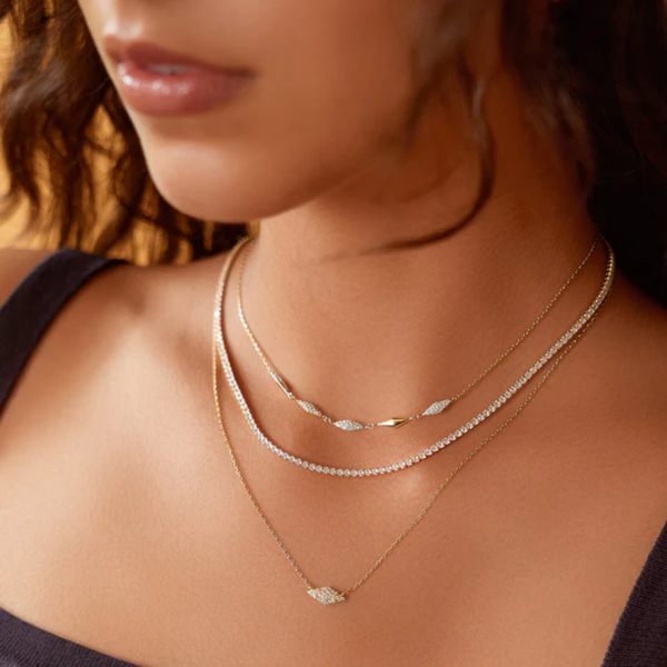 Sterling Silver Gold Plated Gold Pave Sparkle Necklace Image 2 Orin Jewelers Northville, MI
