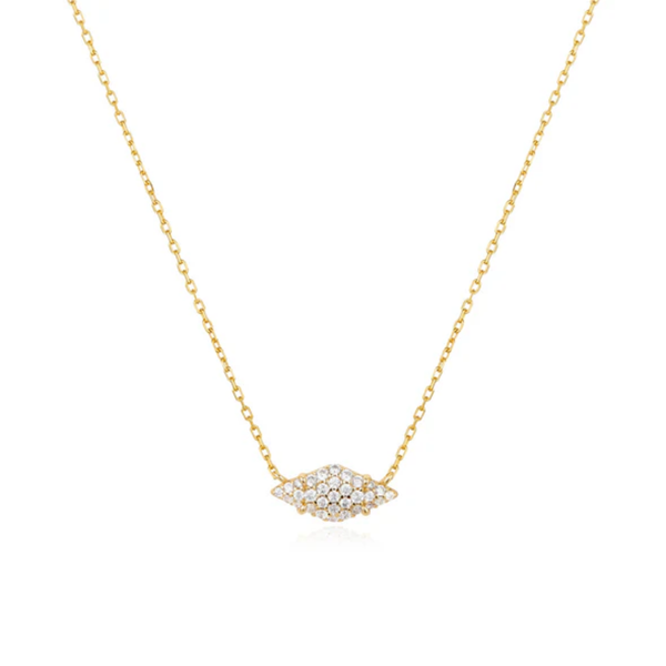 Sterling Silver Gold Plated Gold Pave Sparkle Necklace Orin Jewelers Northville, MI