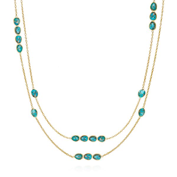 Sterling Silver Gold Vermeil Turquoise Necklace By Jorge Revilla Orin Jewelers Northville, MI