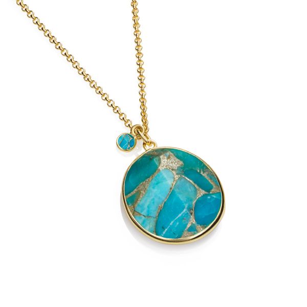 Sterling Silver Gold Vermeil Turquoise And Apatite Pendant By Jorge Revilla Orin Jewelers Northville, MI