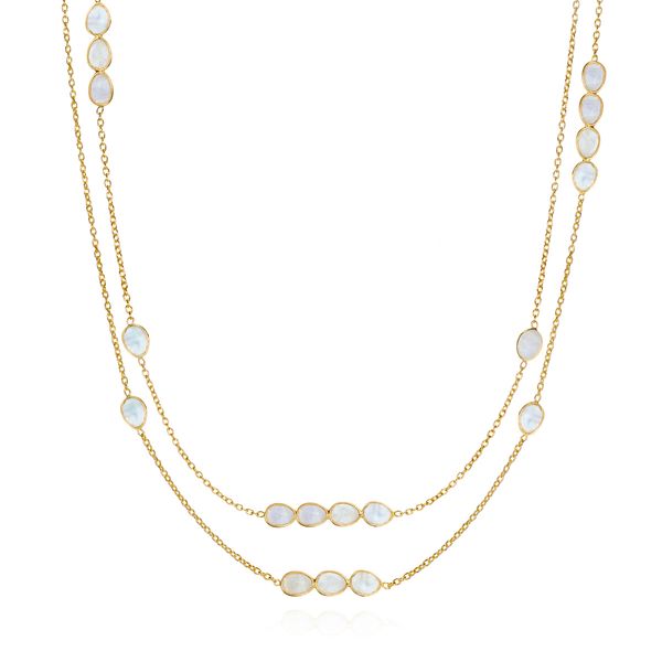 Sterling Silver Gold Vermeil Rainbow Moonstone Necklace By Jorge Revilla Orin Jewelers Northville, MI