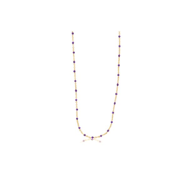 Yellow Gold Filled Ball & Chain Necklace With Purple Enamel Orin Jewelers Northville, MI