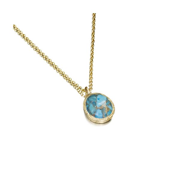 Small Pendant With Turquoise In Sterling Silver With 18K Gold Vermeil By Jorge Revilla Image 2 Orin Jewelers Northville, MI