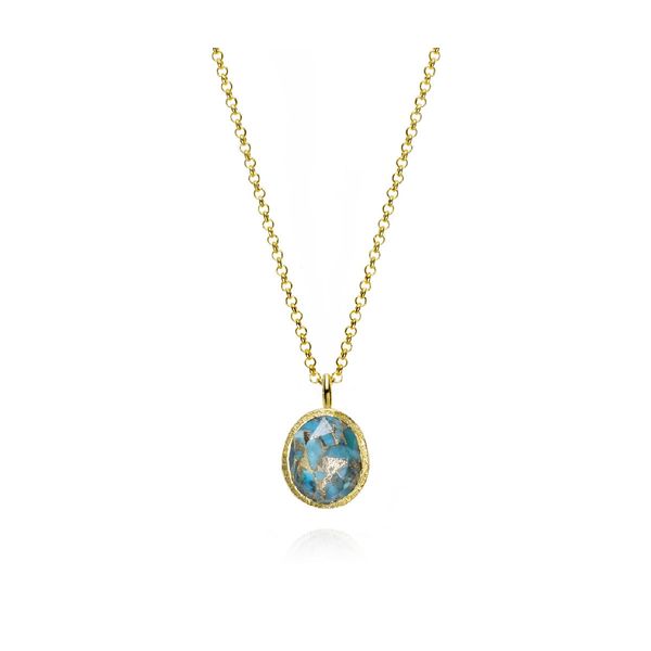 Small Pendant With Turquoise In Sterling Silver With 18K Gold Vermeil By Jorge Revilla Orin Jewelers Northville, MI