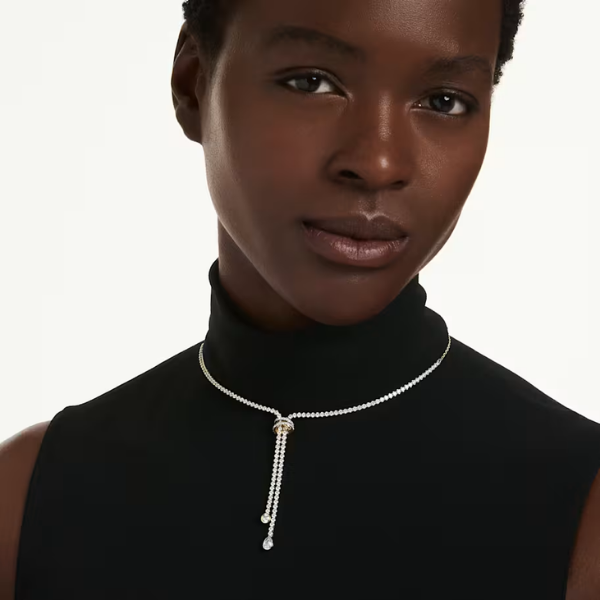Swarovski Hyperbola Y Necklace - Round Cut, Knot, White, Mixed Metal Finish Image 3 Orin Jewelers Northville, MI
