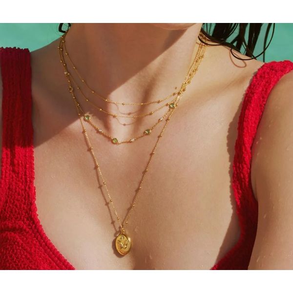 Sterling Silver Gold Plated Mint Green Station Necklace By Ania Haie Image 2 Orin Jewelers Northville, MI